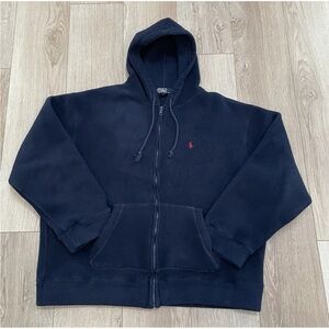 Polo Ralph Lauren Mens XL Full Zip Fleece Hoodie Hooded Jacket Navy Blue Pony
